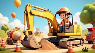 L'excavatrice | Les engins de Chantier  Tractopelle | Comptines et Chansons pour Bébé |Dessin Animé