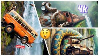 Discovered Amazing Waterfalls Surrounded by Lost Vehicles and Wildlife Animals #trending #art