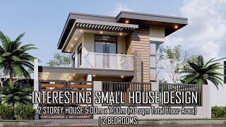 INTERESTING SMALL HOUSE DESIGN | 2 STOREY HOUSE 5.00m x 7.00m (70 sqm Total Floor Area) | 2 BEDROOMS