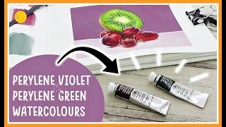 Perylene VIOLET & GREEN watercolours by Winsor & Newton | Sketchbook fruit painting!