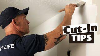 Cut In Tips, Back Rolling After You Cut.  Perfect Ceilings Lines Every Time.