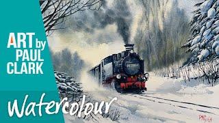 How to Paint a Steam Train in the Snow in Watercolour