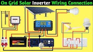 On grid solar system connection with inverter & battery || inverter wiring connection animation