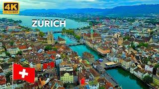 Zurich Switzerland Aerial View 4K 60FPS