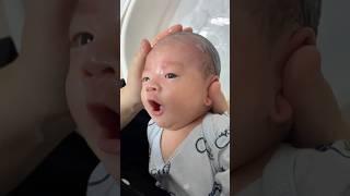 아빠 vs 엄마, 머리 감길 때 하준이 반응 #baby #귀여워 #하준