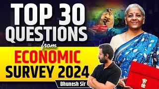 Economic Survey 2023-24 Top 30 Questions | Bhunesh Sir