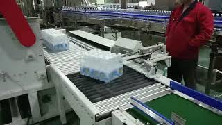 Shrink wrap bottle palletizer for PET bottle water filling line.