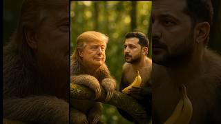 Zelensky shares the banana with Trump. #funny #trump #zelensky #usa #shorts