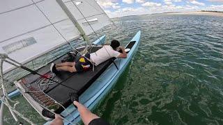 Sailing Hobie 16 on Amistad Reservoir