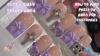 HOW TO make Press on nails to sell! Girly+ Trendy Press on nails ! press on nails for beginners