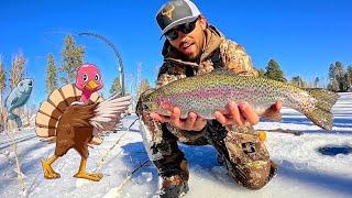 Turkey Day Ice Fishing for CHUNKY Trout!!!