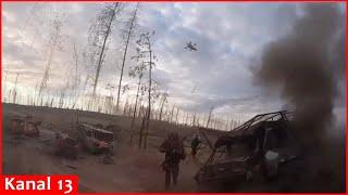 "Run, run" - Russian soldiers were suddenly attacked by drones among the destroyed equipment