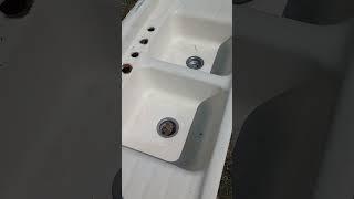 Rare Vintage Cast Iron Sink with 2 Drain Boards