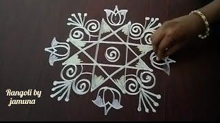 4*2 dots rangoli#fridaymuggulu#karthikamasam rangoli design#simple rangoli by jamuna