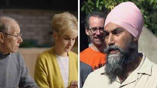 Jagmeet Singh addresses using Russian stock image in video