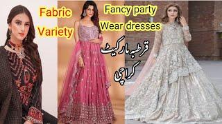 Raw work embroidery stitch fancy party wear dresses fabric variety cliff fashion by qurtaba market