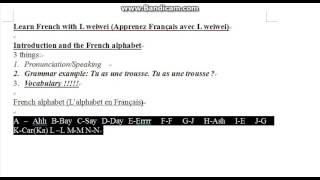 Learn French with L weiwei(Apprenez Francais avec L weiwei)-Lesson 1-part1