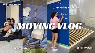 MOVING VLOGliving with my in law, empty room tour, renovating + painting, ikea furniture shopping