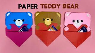 ORIGAMI PAPER TEDDY BEAR WITH HEART/Paper Teddy Bear Craft/DIY Paper Teddy Bear/Teddy Bear Tutorial