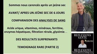 Des analyses de sang apres un jeûne sec. Carences, acidose, déminéralisation... ?