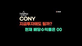 CONY 지금 투자해도 될까? 지금의 배당수익률은 00