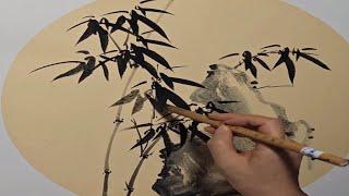 Bamboo vs Rock- Chinese Ink Wash Painting