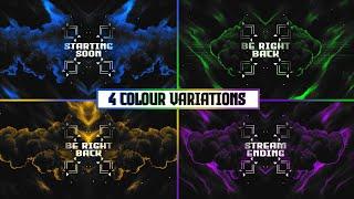 4 Colour Variations | Animated Stream Overlay | Animated OBS/Streamlabs Overlay | Stream Layout 