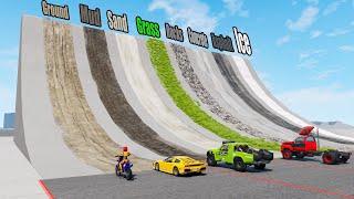 Which Ramp Surface gives Longest Jump? - Beamng drive