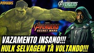 URGENTE VAZAMENTOS INSANOS! HULK SELVAGEM VOLTANDO EM VINGADORES DOOMSDAY E GUERRAS SECRETAS!