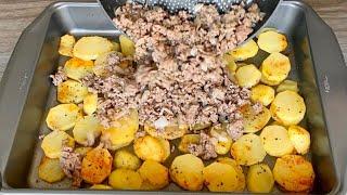 Delicious recipe, potatoes with minced meat in the oven, easy and quick