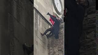 Henrike Lähnemann Abseils while Blowing the Trumpet