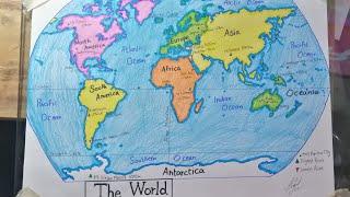 How to draw World map easy SAAD