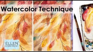 Watercolor glazing technique, Fall watercolor leaves