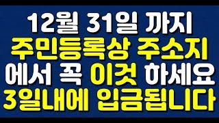 12월 31일 까지 주민등록상 주소지 에서 꼭 '이것' 하세요!! 3일내에 입금됩니다