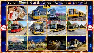 Dresden Bus and Tram impressions / June 2024 / Long Video Version /Bus- u. Straßenbahn-Impressionen