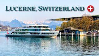 Lucerne, Switzerland 4K  Walking Tour in Early Spring!