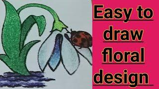 How to draw floral design easily for greeting cards | ग्रीटिंग कार्ड  के लिए आसान डिजाइन |