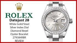 ▶ Rolex Datejust 28 White Gold/Steel Silver Index Dial & Diamond Bezel Oyster 279384RBR - REVIEW