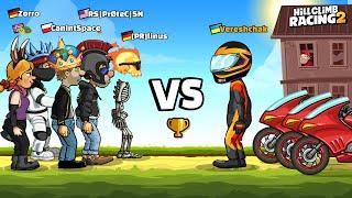 Hill Climb Racing 2 - Vereshchak VS Linus, Zorro, Protect, CanInToSpace, Turtle - Gameplay