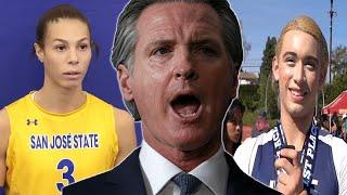 Cali Gov Gavin Newsom gives SHOCKING answer when CONFRONTED on TRANSGENDERS INVADING women's sports!