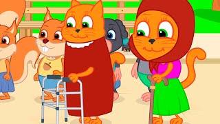 Cats Family in English - I pretended to be a grandmother Cartoon for Kids