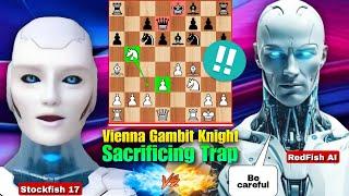 Stockfish 17 PLAYED VIENNA Gambit KNIGHT Sacrificing Trap Against The Top Chess AI | Chess Strategy