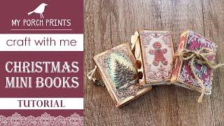 EASY CHRISTMAS MINI BOOK TUTORIAL| Ornaments Stocking Stuffers | My Porch Prints Junk Journal Ideas