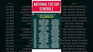 schedule of National T20 Cup #nationalt20cup #schedule #pakistancricket #todaymatch