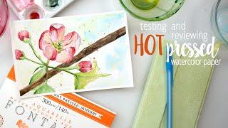 HOT pressed watercolor paper test - blossom painting + FREE SKETCH