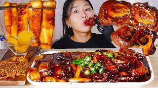 MUKBANG) 매운 우족찜에 쫀득쫀득 납작분모자 뉴진면 먹방 Spicy braised beef feet with glass noodles asmr eating