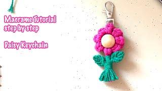 Tutorial Macrame Daisy Keychain Step by step