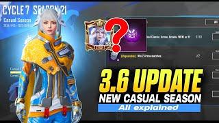 BGMI New CASUAL SEASON Rewards Revealed – Don’t Miss Out!" | 3.6 update