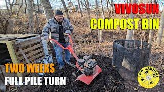 Vivosun Expandable Compost Bin - 1st Two weeks Full Pile Turn - Tip for Aerating Your Pile Easier