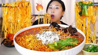 MUKBANG) 마라 불닭볶음탕면 마라탕 못지않은 해장 라면 먹방 Mala fire soup noodles asmr real sound eating